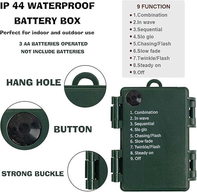 Dazzle Bright 50 LED Batter Operated Christmas Lights, 16 FT Waterproof Mini String Lights with 8 Modes for Xmas Indoor Outdoor Yard Garden Holiday Wedding Decorations (Multi Colored)