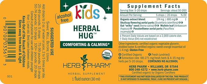 Herb Pharm Certified Organic Alcohol-Free Kids 1 Oz