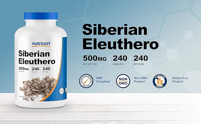 Nutricost Siberian Eleuthero 500mg, 240 Capsules (2 Bottles)