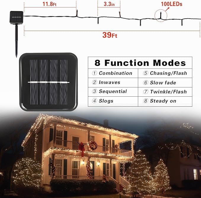 6 Pack Solar String Lights Outdoor, 600 LED Extra-Long 236Ft Solar Lights Outdoor with 8 Lighting Modes, IP65 Waterproof for Garden, Patio, Xmas, Balcony, Tree, Wedding, Party Decor (Warm)
