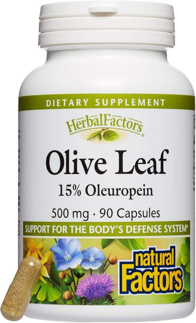 HerbalFactors by Natural Factors, Olive Leaf 500 mg, 90 Capsules