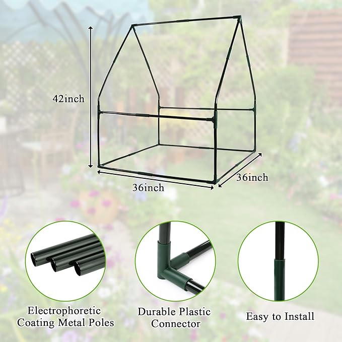 U'Artlines Portable Mini Greenhouse Small Green House with Waterproof Pad 36x36x42 Inch Plant Cover Tent for Garden Small Plants Indoor Outdoor, Green PE