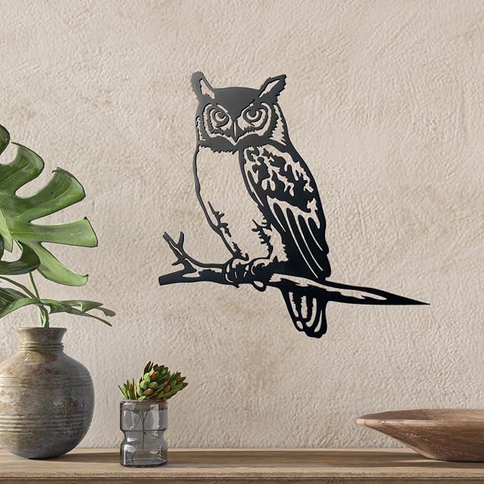 Owl Garden Decor Metal Birds Yard Decor Owl Wall Decor Gifts Wall Art Metal Owl Outdoor Christmas Garden Decor Yard Art Outdoor Tree Decor Garden Silhouette,Metal Art for Outside