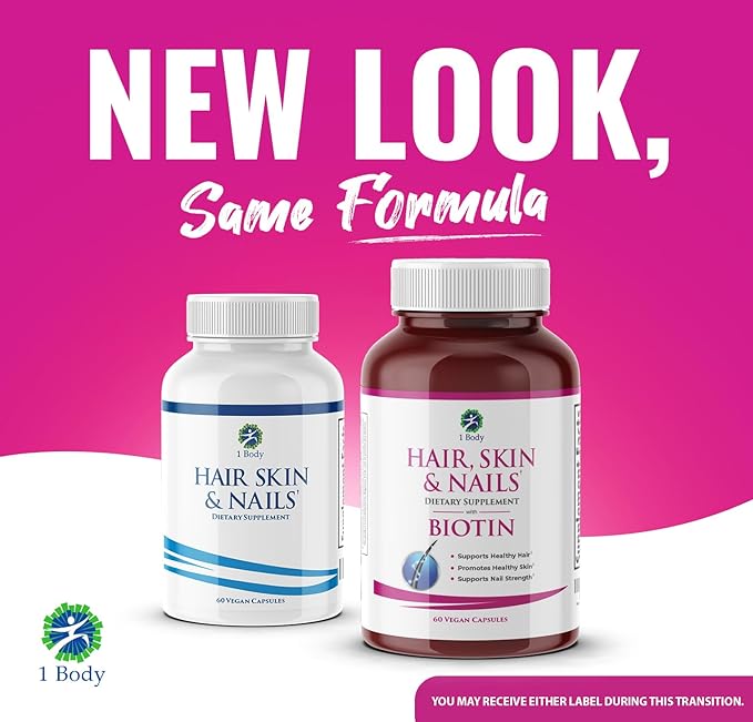 1 Body Hair Skin and Nails 26 Vitamins, 60 Vegan
