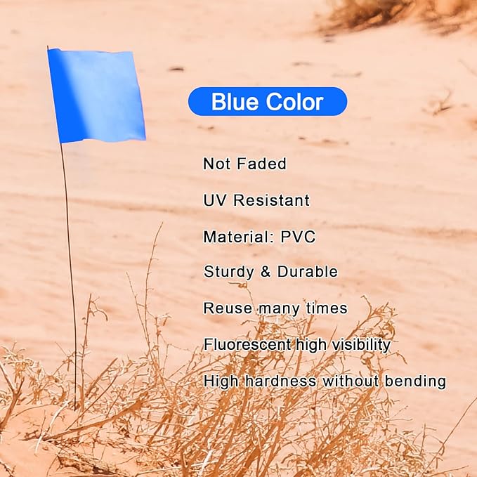 Zozen Marking Flags, Blue Color/1000 Pcs/15x4x5 Inch, Yard Flags for Lawn & Irrigation & Landscape & Sprinkler & Survey & Dog Training.