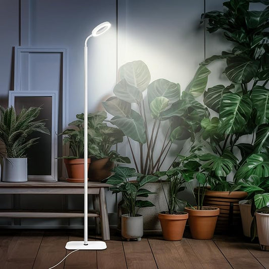 Grow Light for Indoor Plants, Floor Full Spectrum Plant Lights with Stand,Large Growing Lamps with Automatic Timer,60 Inch Height Adjustable,10 Level Dimmable,White Halo Led Growth Lamp
