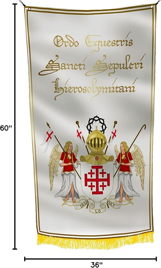 ORDER OF THE HOLY SEPULCHRE OF JERUSALEM CROSS 3x5 Feet Flag Banner - Vivid Colors Double Stitched 150D Quality Durable Decoration Banner - Easy Hanging Brass Grommets for Garden Flag, Outdoor Decor