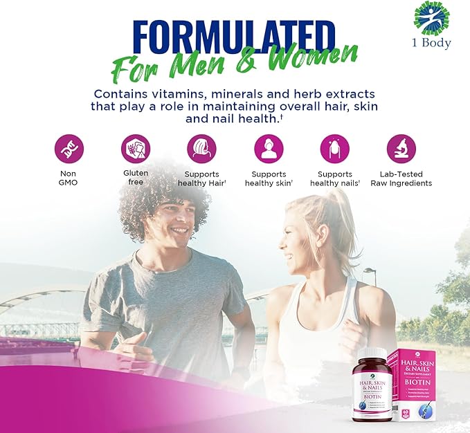1 Body Hair Skin and Nails 26 Vitamins, 60 Vegan
