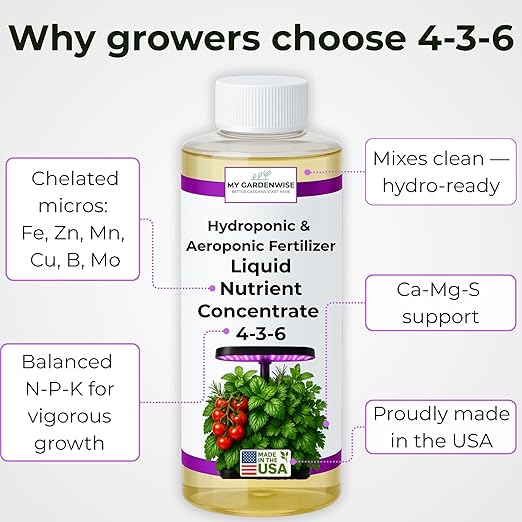 Liquid Plant Food โ Hydroponics Nutrients for Indoor House Plants, Tomato, Strawberry, Lucky Bamboo, Lettuce, Vegetable Garden & Herbs โ Aero Nutrients Liquid Fertilizer for All Growing Systems (8 oz)