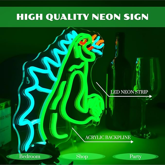 Monster Neon Sign Dimmable Dinosaur Neon Signs for Wall Decor LED USB Powered Anime Neon Light Sign for Bedroom Game Room Bar Party Club Man Cave Decoration Boys Birthday Gifts