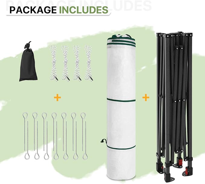 EAGLE PEAK 8x6 Portable Walk-in Greenhouse, Pop-up Indoor Outdoor Garden Green House, Zippered Doors and Windows, Heavy Duty Woven PE Top, White