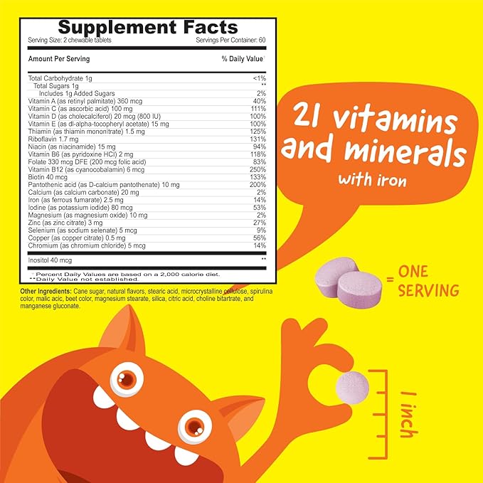 Kids Multivitamin with Iron & Minerals 120 Chewables",