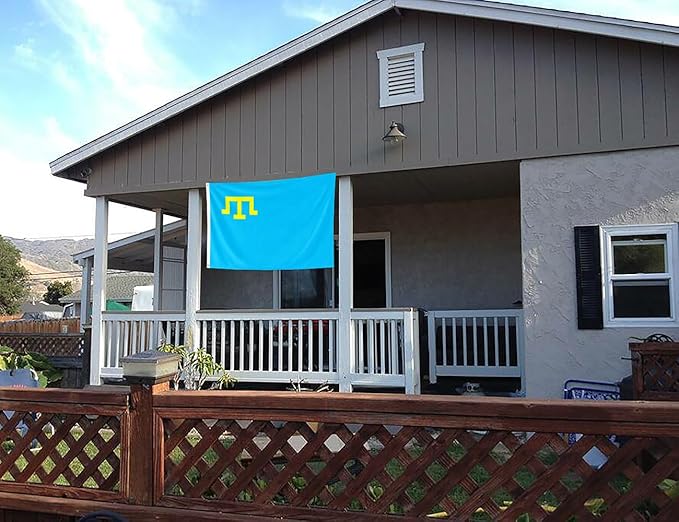Double Sided Crimea Tatar Flag 4x6FT Crimean Tatars Polyester Banner With 2 Grommets Fade Resistant Vivid Color For Patriotic Festival Events Party Decoration (Crimean Tatars, 4x6FT-3ply)