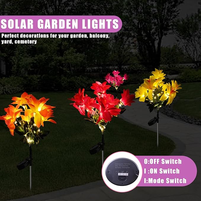 4 Pack Outdoor Solar Garden Decor Lights, Waterproof Solar Powered Hydrangea Lotus Flower Lights Bright Up to 12 Hrs,Led Flowers for Yard Patio Lawn Decorative (Solar Flowers Style 5)