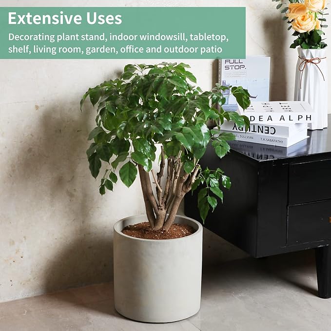 Mozing Cement Plant Pots Indoor - 4.8 inch Concrete Planter Pot for Planting - Modern Stone Clay Flower Pot with Drainage Hole for Garden, Home, Office Decor, Grey