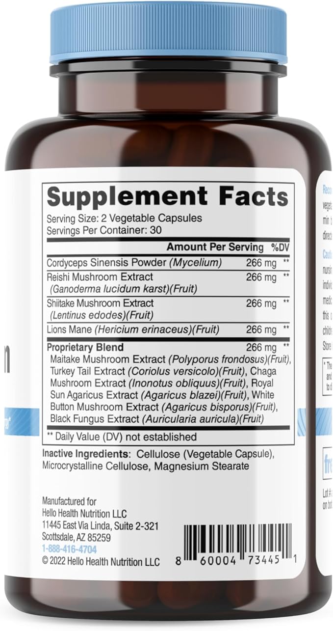 Happy Brain Mushroom Complex Nootropics Brain 10 Mushroom 60ct. 4pk 4pk