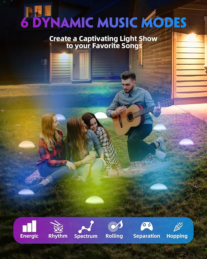 Outdoor Smart Ground Lights - 49.2FT 33Pack Pathway Light Remote & App Control, Color Changing Walkway Lighting Compatible with Alexa Halloween Christmas Outdoor Decor for Patio, Garden, Yard