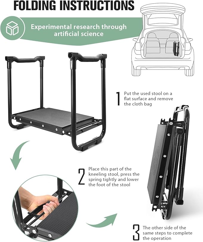 Garden Kneeler and Seat Heavy Duty, Upgraded Widened to 10" Stable Wear-Resistant Prevent Knee and Back Pain, Foldable Gardening Stool - Beautiful Logo high-end 2 Large Tool Bags Gift for Men