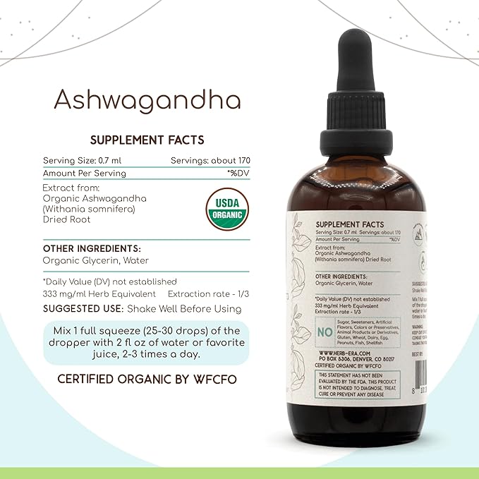 Ashwagandha B120 Alcohol-Free Herbal Extract Tincture, 4 fl
