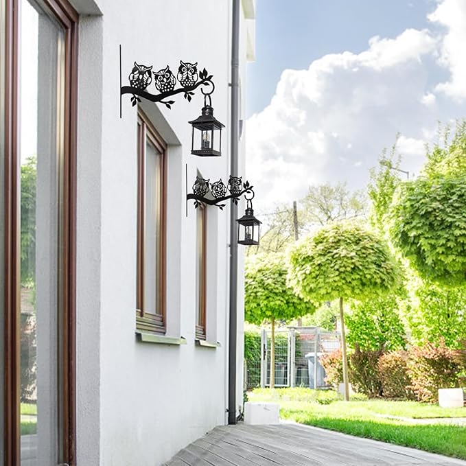 Plant Hangers Outdoor, Metal Hanging Plant Bracket, Plant Hooks for Hanging Baskets, Bird Feeders, Wind Chimes Indoor, Lantern, Flower Pot, Wall Mount Plant Holder with Screws (Owl)