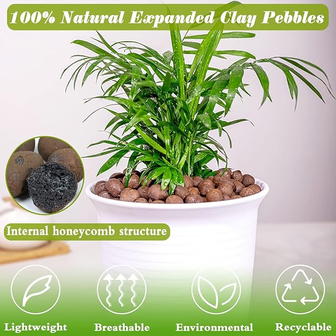 ZeeDix 16LB Expanded Clay Pebbles for Plants, 4mm-16mm Leca Balls Clay Aggregate Grow Media, Natural Organic Clay Pebbles for Hydroponic, Gardening, Orchids, Decoration, Aquaponics