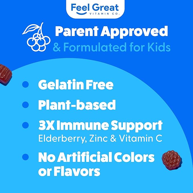 Feel Great Kids Elderberry Gummies 90 Day