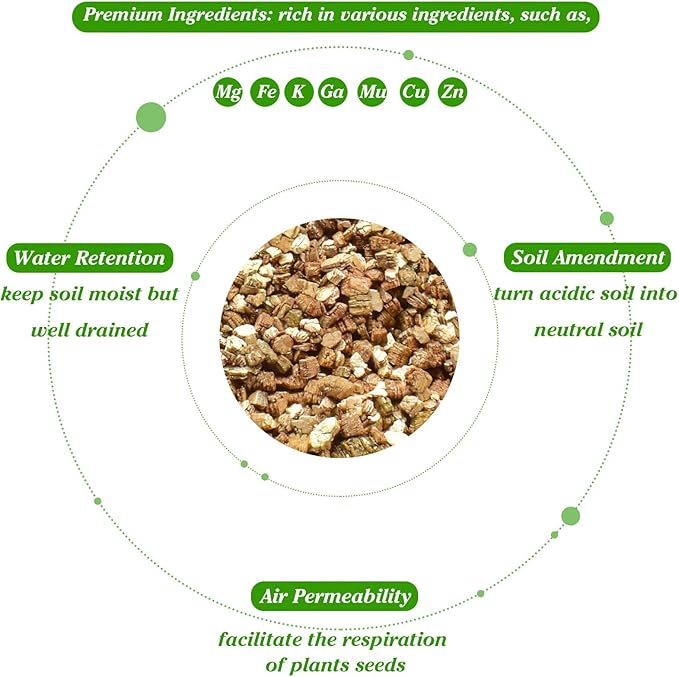 Halatool 4 QT Horticulture Vermiculite Professional Soil Addictive Coarse Grade Vermiculite for Plants Gardening Mushrooms Seed Starting Cat Grass