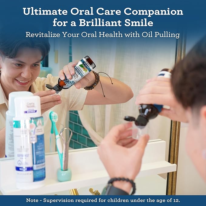 GuruNanda Advanced Oil Pulling with Tongue Scraper Gums(8 Fl