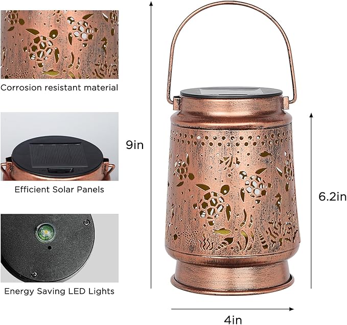 Solar Lanterns Outdoor Turtle Garden Decor Christmas Turtle Gifts for Women Mom Grandma Hanging Solar Sea Turtle Lights Metal Sea Turtle Gift Outside for Yard, Patio, Backyard, Porch Beach Gifts