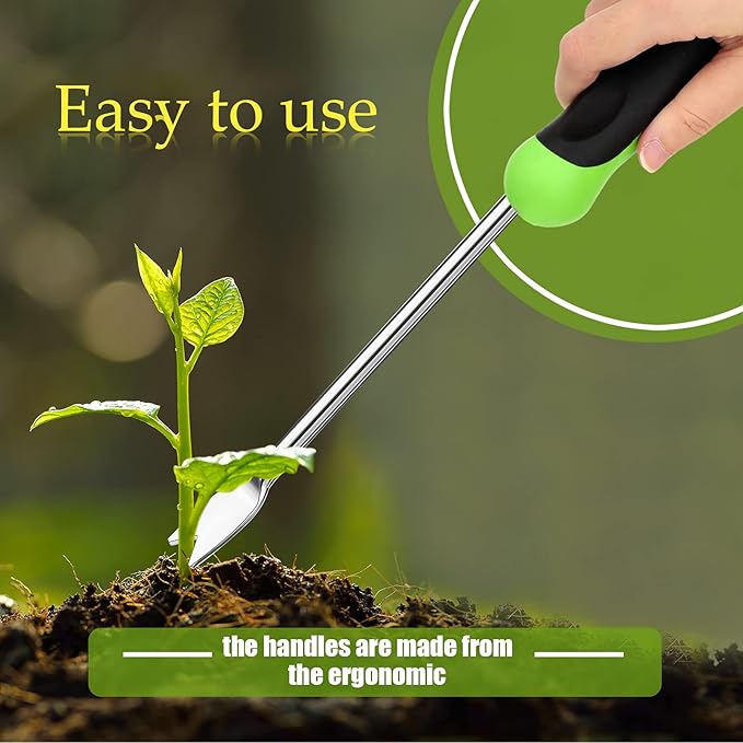 Hand Weeder Tool Garden Weeding Tool Gardening Weeder Tool with Ergonomic Handle, Stainless Steel Garden Lawn Farmland Transplant Gardening Plant Tool(2 Pronged Fork, 2 Pieces)