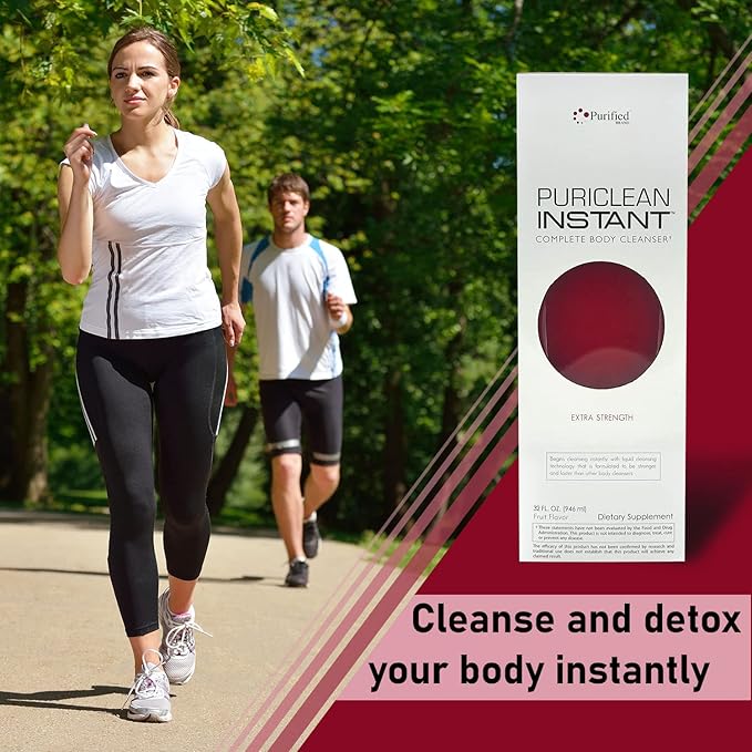 Wellgenix Puriclean Instant Complete Body Cleanser, 32 Fl Oz Fruit Punch, Premium Maximum Strength Herbal Cleanse Detox Drink, One Hour Detox Support Supplement