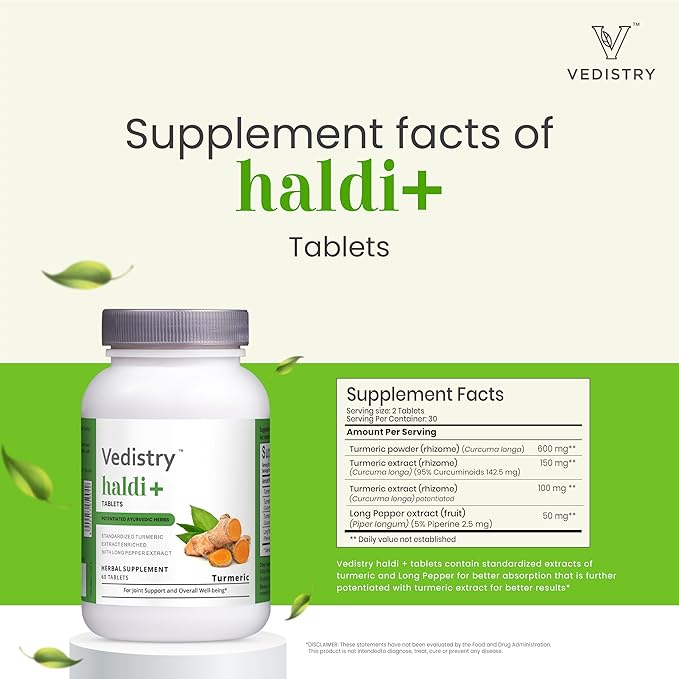 Haldi+ Tablets 850 mg with Turmeric, 95% standardized 60 Tablets 1