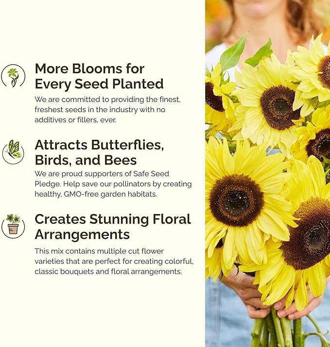 Eden Brothers Ole Yeller Wildflower Mixed Seeds for Planting, 1 lb, 480,000+ Seeds with African Marigold, Sunflower | Attracts Pollinators, Plant in Spring or Fall, Zones 3, 4, 5, 6, 7, 8, 9, 10