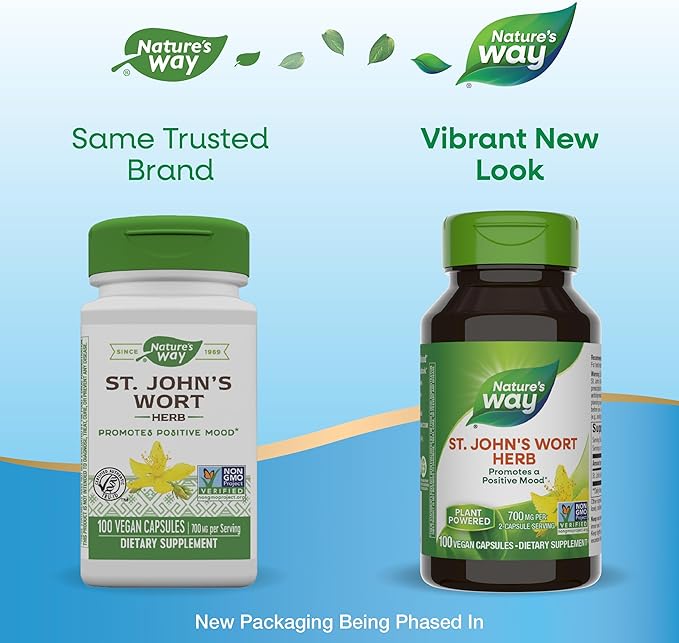 Nature's Way St. John’s Wort Herb, 700 mg 2-Capsule Serving, 100 Capsules