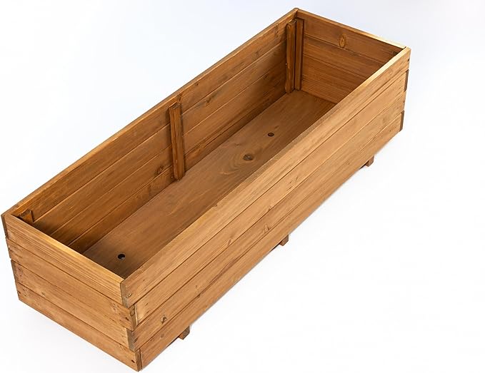 Wooden Raised Garden Bed Planter Box – Fir Wood Outdoor Vegetable, Herb & Flower Box with Drainage Holes – 47.24"x15.75"x12.6", Rot-Resistant, for Patio, Yard, Balcony