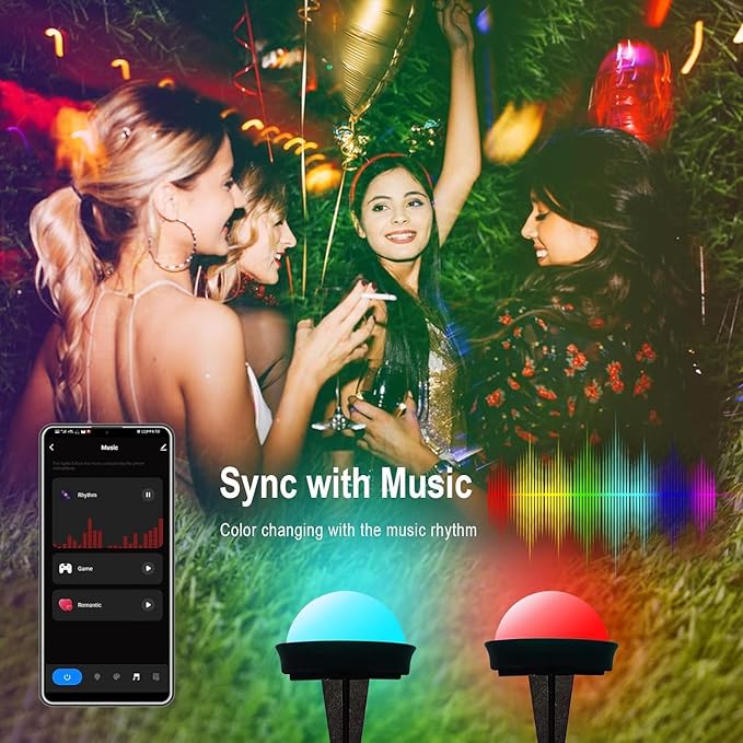 Outdoor Smart Ground Lights - 49.2FT 33Pack Pathway Light Remote & App Control, Color Changing Walkway Lighting Compatible with Alexa Halloween Christmas Outdoor Decor for Patio, Garden, Yard