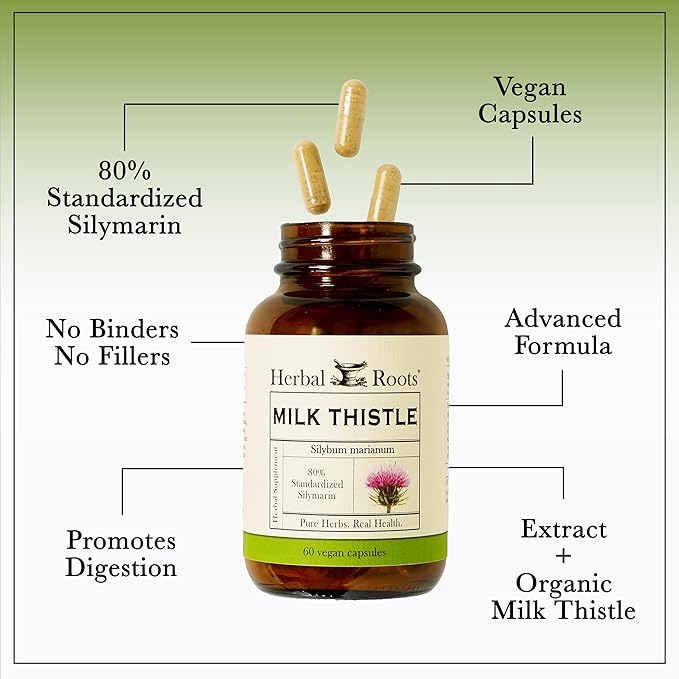Herbal Roots Milk Thistle Capsules 80% Silymarin