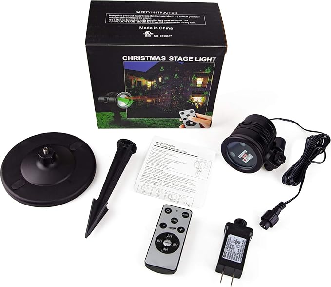 Christmas Laser Lights Outdoors Decoration Projector Light Waterproof LED Star Show for Xmas Decor House Home Yard Garden Patio Wall Indoor, Red and Green with Wireless Remote