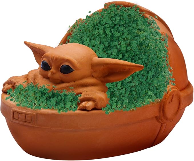 Chia Pet Star Wars Mandalorian - the Child - Black Box with Seed Pack, Decorative Pottery Planter, Easy to Do and Fun to Grow, Novelty Gift, Perfect for Any Occasion