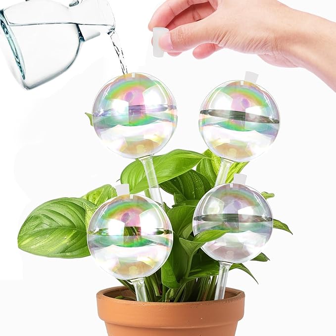 13 oz Up 2 Weeks Large Plant Watering Globes - Self Watering Bulbs for Indoor & Outdoor Plants, Glass Water Globes, Slow Watering for Plants While Away, Self Watering Planter Insert 4 Pack