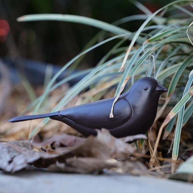 Decorative Small Nostalgia Style Cute Bird Art Iron Sculpture Figurine Home & Office & Garden Decoration, Rust/Brown (American Robin)