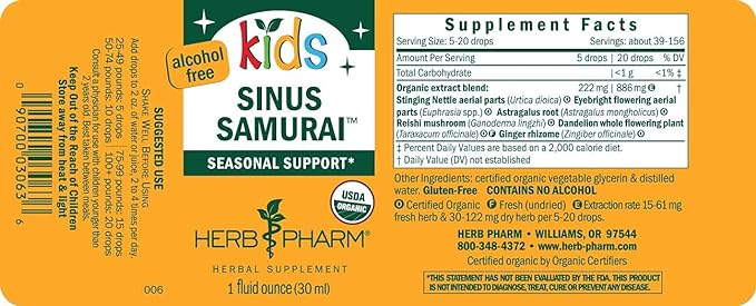 Herb Pharm Kids Sinus Samurai & 1 Fl 1 Ounce