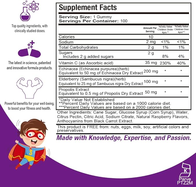 Elderberry Sambucus Gummy Vitamins Kids 100