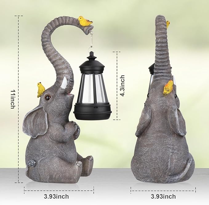 Solar Elephant Outdoor Decor Statues Lights, House Warming Gifts for New Home, Outdoor Decor for Yard Art Porch Lawn Balcony, Unique Christmas Birthday Gifts for Mom Grandma Women Wife