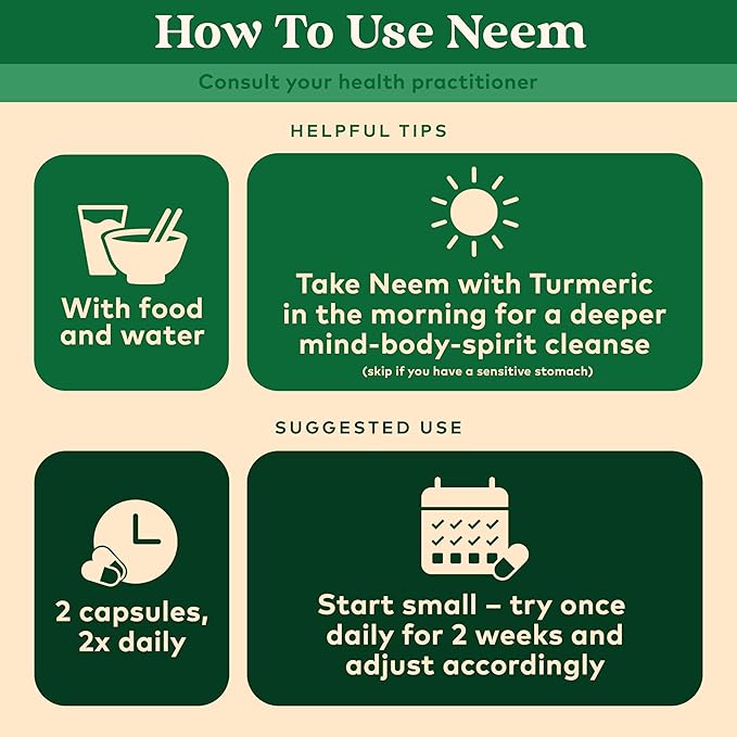 ORGANIC INDIA Neem Leaf Capsules, Herbal Supplement 180 Capsules