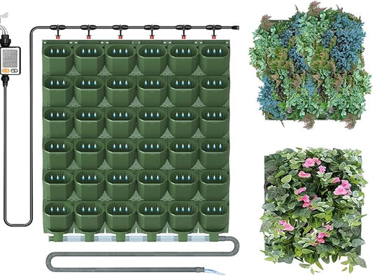 Self Watering Wall Planter with 36 Pots, Vertical Garden Planter for Indoor Plants, Wall Mounted planters Hanging Flower Herbs Vegetables for Garden (36POTS with Irrigation System)