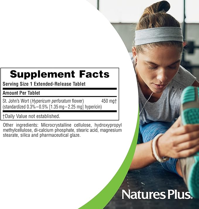 Natures Plus Herbal Actives St John's 450 mg, 60 Vegan 60 Servings