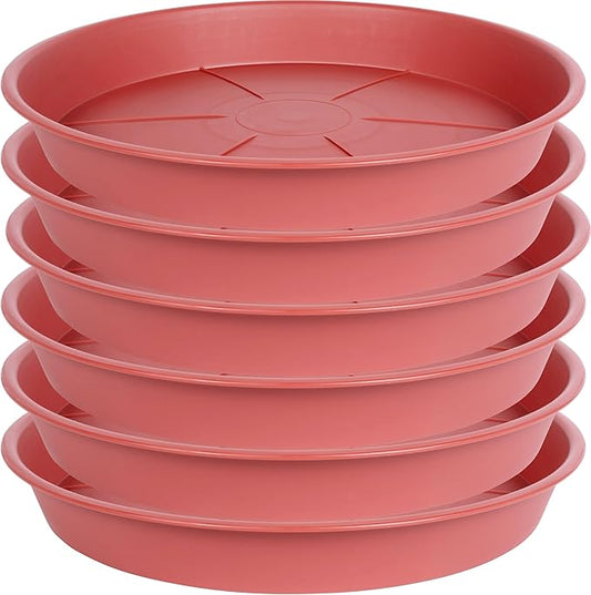 6 Pack of Plant Saucer Tray 11 12 inch, Heavy Duty Plastic Pot Plant Drip Trays Saucers for for Indoors Outdoor, Plant Water Tray for Planters 11-12" (12", Clay)