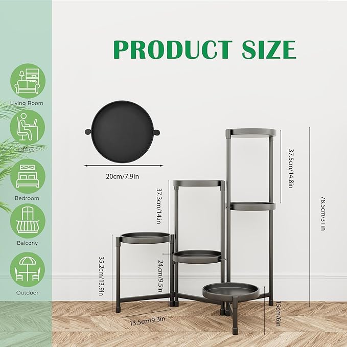 Metal Plant Stand Indoor 6 Tier Tall Corner Tiered Plant Stands Outdoor for Multiple Plants,Folding Iron Flower Display Holders Rack Shelf for Living Room Patio Balcony (6-tier)