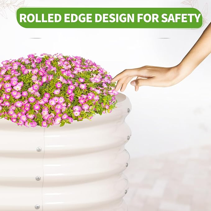 Galvanized Raised Garden Bed Outdoor- 2 Pcs Raised Beds for Gardening| Metal Planter Box, Steel Raised Garden Bed Kit with Gloves for Vegetables, Flower, Herbs (4x2x1.4FT, White)